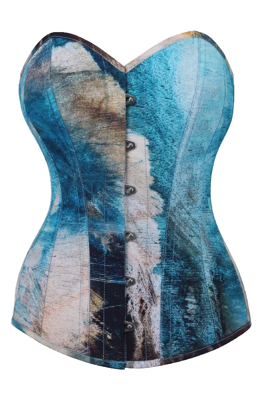 seamless women bustiers and corsets comfortAbstract Brushed Opal Blue and Sand Overbust Corset