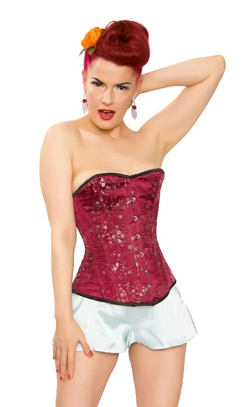 beaded women bustiers and corsetsPlaygirl Wine Floral Brocade Steel Boned Corset