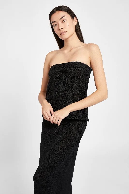 Button - Front Bodysuits with a Classic and Timeless AppealCrochet Knit Strapless Top - Black