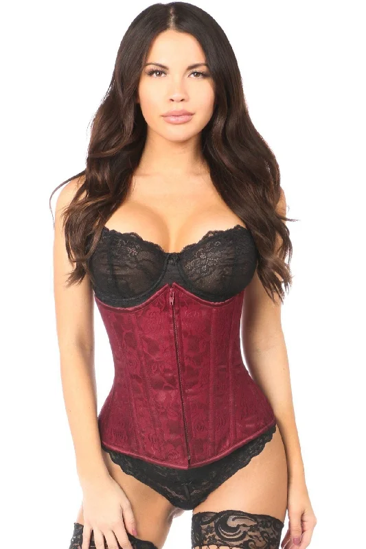 custom fit women bustiers and corsetsLavish Wine Red Lace Underbust Corset