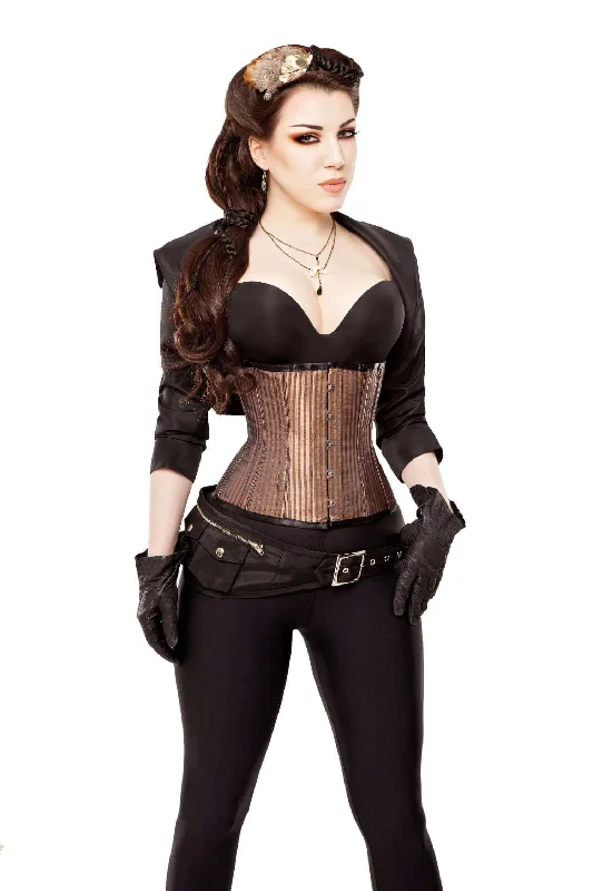 stretchy women bustiers and corsetsSteampunk Brown Underbust Corset With Bolero & Belt