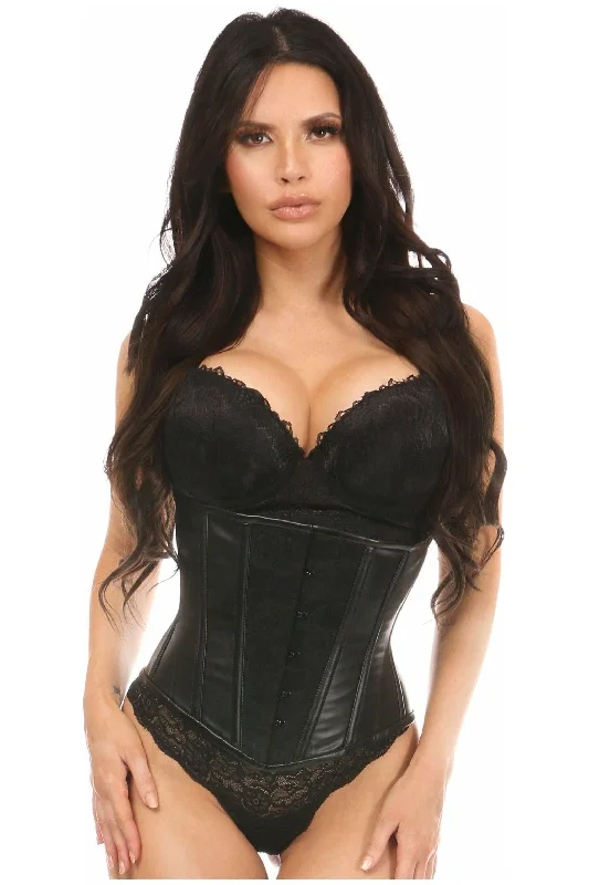 post - pregnancy women bustiers and corsetsLavish Wet Look Under Bust Corset Black w/Lace Overlay