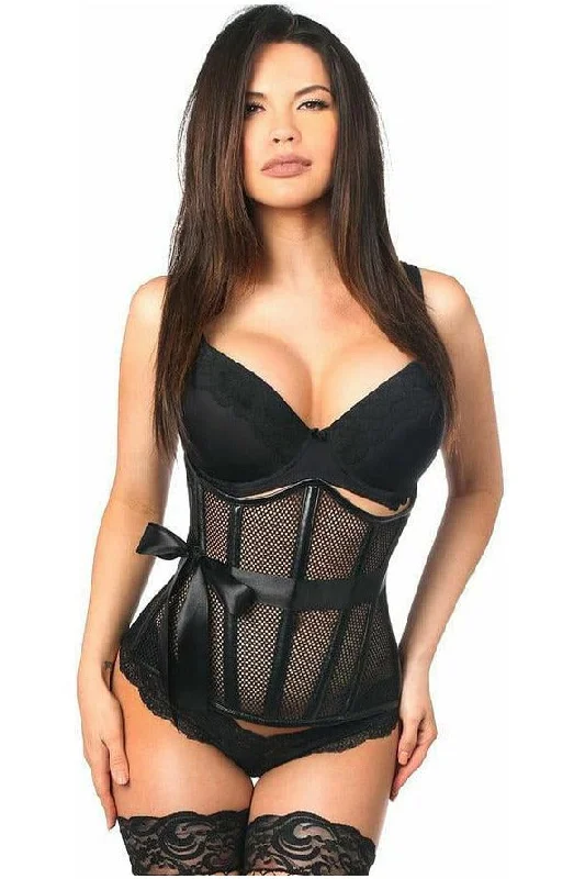 prom women bustiers and corsets dressesTop Drawer Fishnet & Faux Leather Steel Boned Underbust Corset