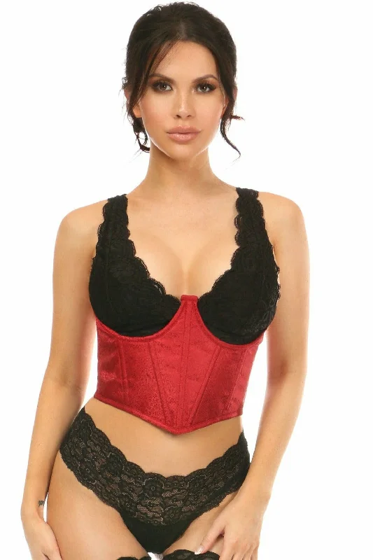 plus size women bustiers and corsetsLavish Wine Brocade Open Cup Waist Cincher