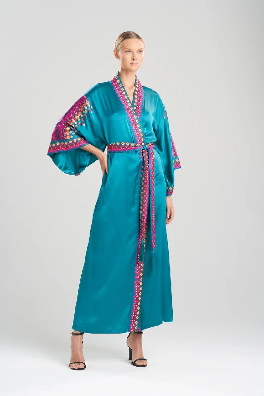 solid - colored women robes in trendy huesCouture Tribal Embroidery Robe