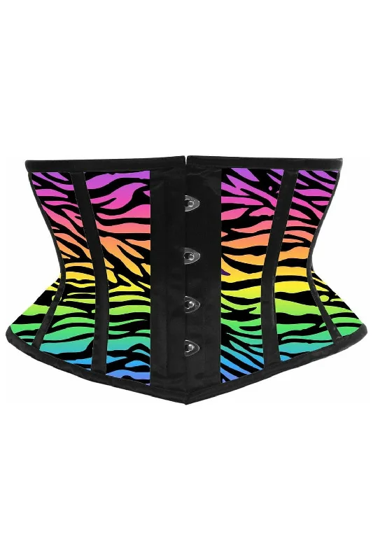 leather women bustiers and corsetsLavish Rainbow Animal Print Satin Mini Cincher Corset