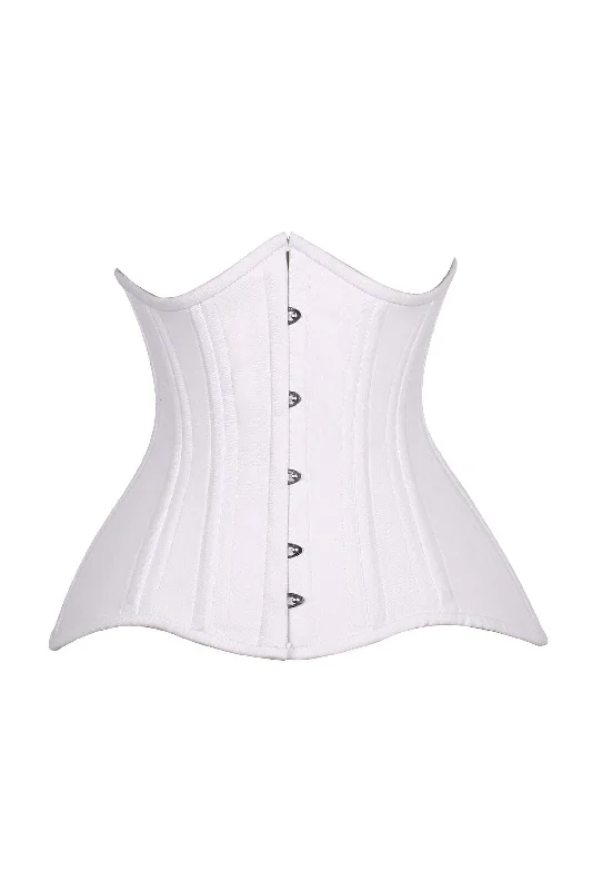 underbust corsets for women fashionTop Drawer CURVY White Cotton Double Steel Boned Underbust Waist Cincher Corset