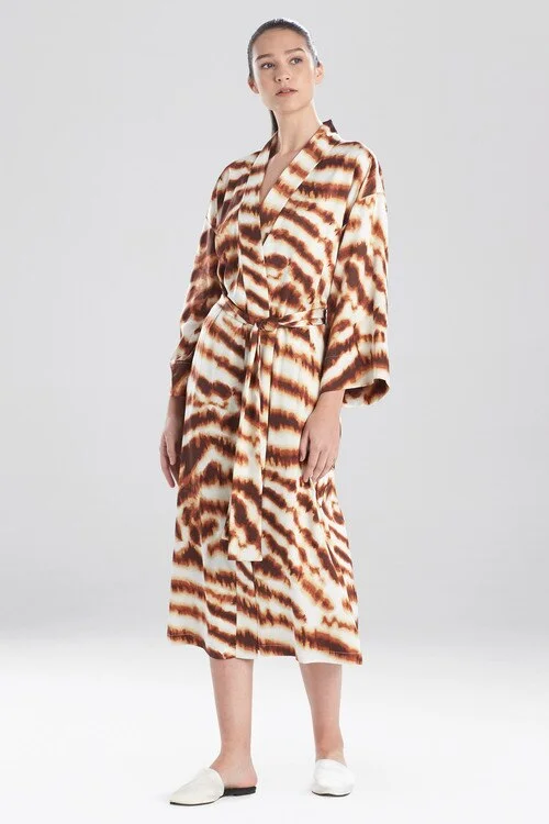 women robes with a hand - painted designEthereal Tiger Satin Robe