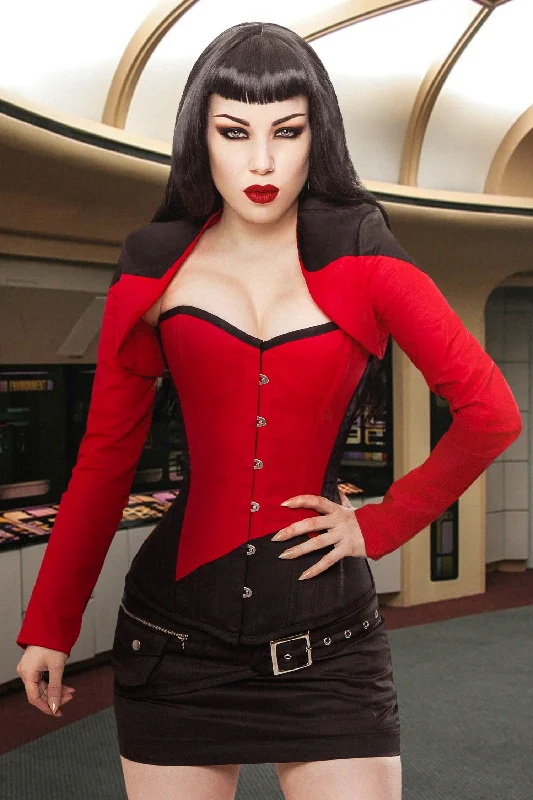 short women bustiers and corsetsPlaygirl Long Overbust Black & Red Steel Boned Corset