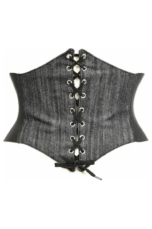 satin fabric women bustiers and corsetsLavish Black Denim Corset Belt Cincher