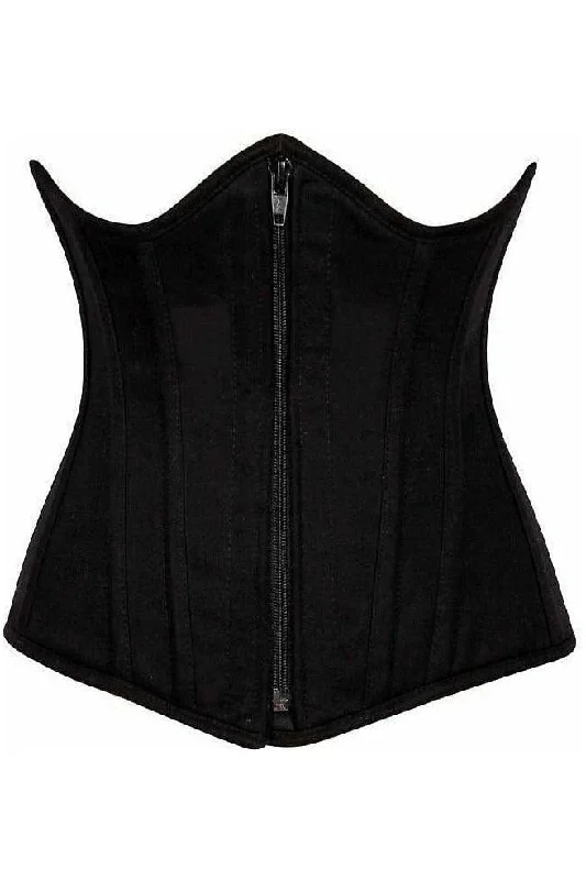 burlesque women bustiers and corsetsTop Drawer Black Cotton Underbust Steel Boned Corset