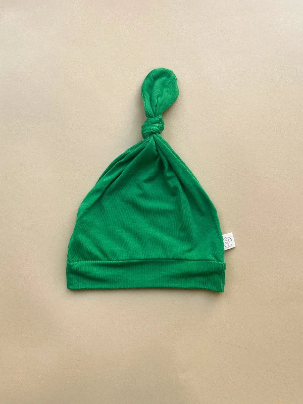 Thermal Bodysuits for Extra Warmth in WinterTop Knot Hat |  Kelly Green | Bamboo