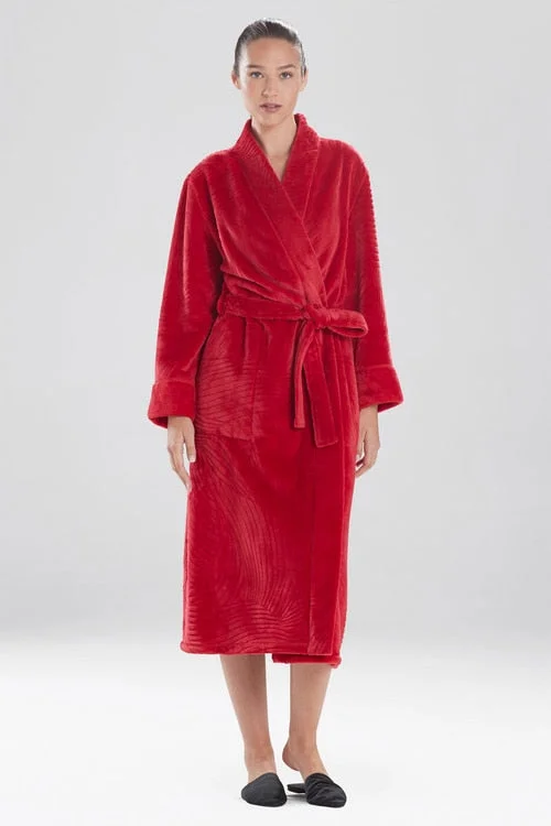 women robes with a color - blocking effectEmbossed Waves Robe