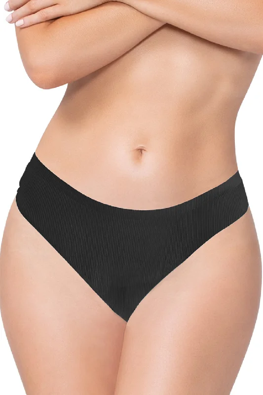 seamless maternity women thongs for a growing bellyBlack Shadow Stripe Thong Panty