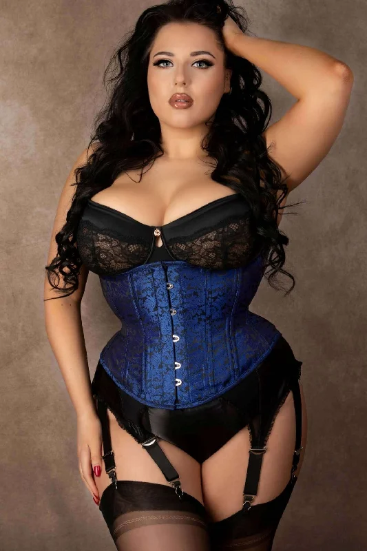 burlesque women bustiers and corsetsPlus Size Blue Brocade Artemis Extreme Curves Corset