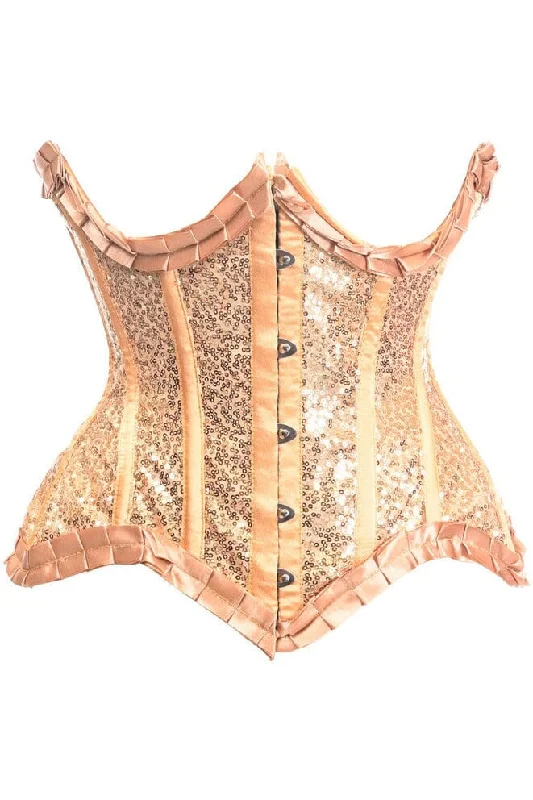 modern women bustiers and corsets trendsTop Drawer Gold Satin & Sequin Underwire Curvy Cut Steel Boned Waist Cincher Corset