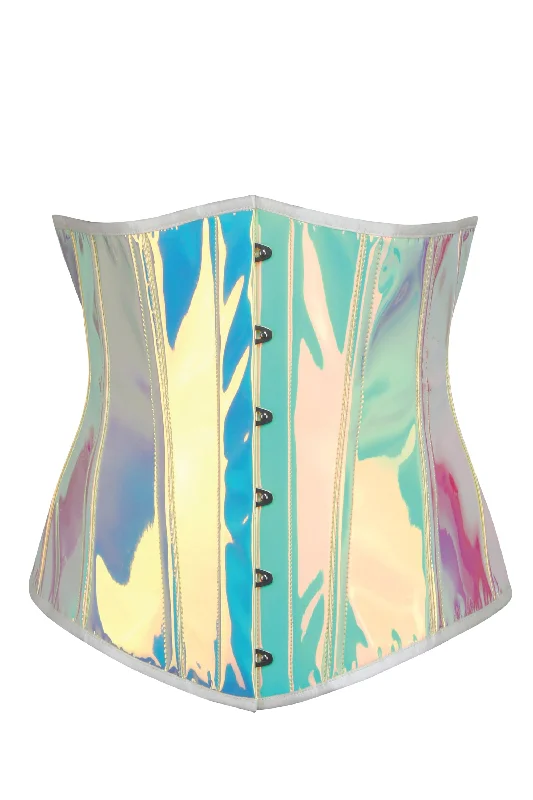 vintage women bustiers and corsets replicasLongline Holographic PVC Corset