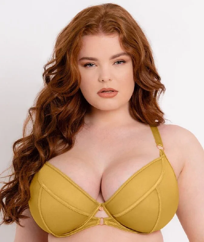 plunge t - shirt bras for a sleek appearanceScantilly Exposed Plunge Bra - Ochre Yellow