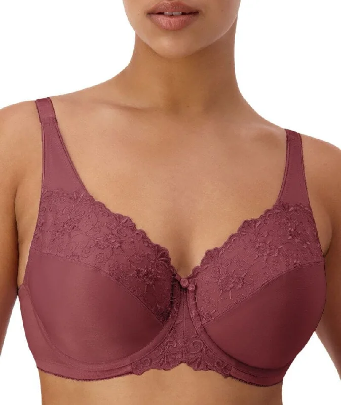 underwire sports bras for extra stabilityTriumph Embroidered Minimizer Bra - Smokey Russet