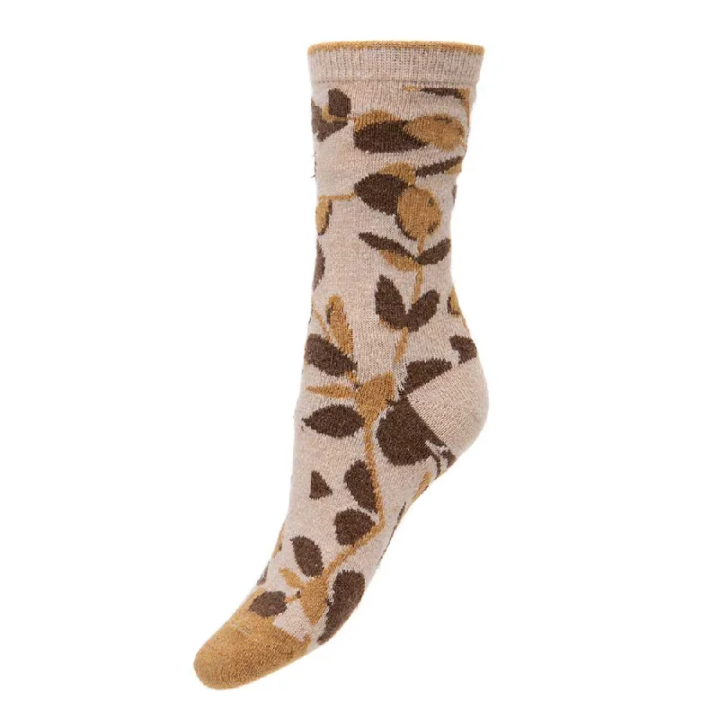 Women's leather - look socks for an edgy styleAutumn leaves wool blend socks