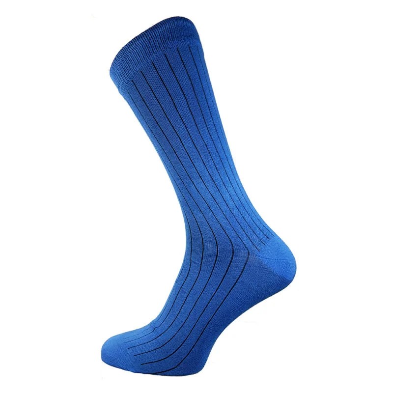 Women's no - show socks with a floral motifBlue ribbed bamboo socks