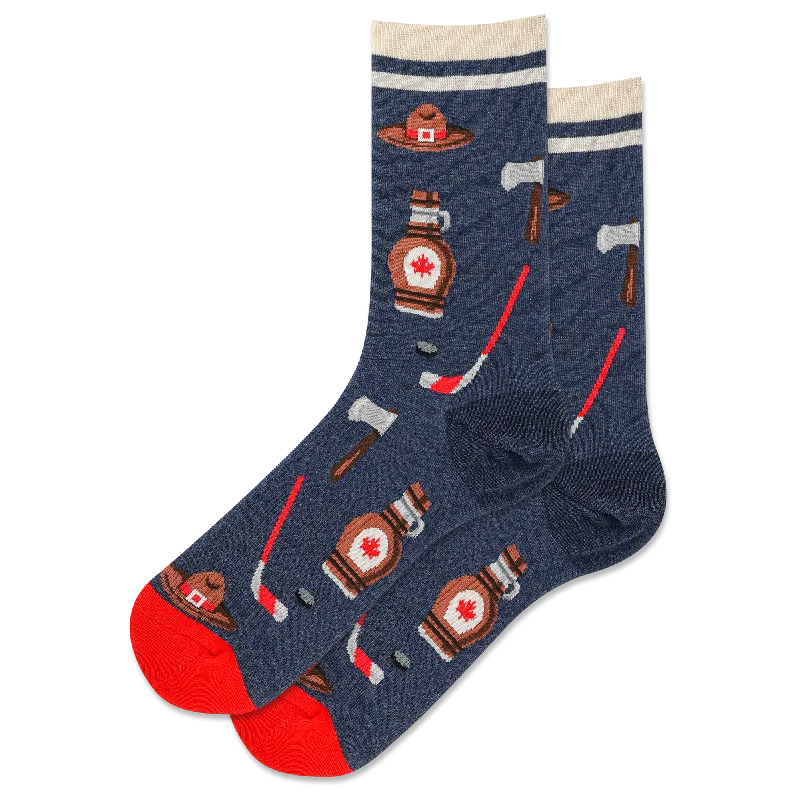 Women's bamboo fiber socks for eco - friendliness"Canada" Cotton Crew Socks by Hot Sox