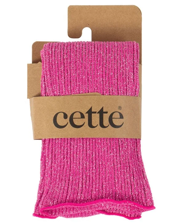 Women's crew socks with a polka - dot printCette Glitter Ribbed Socks Pink 278-12