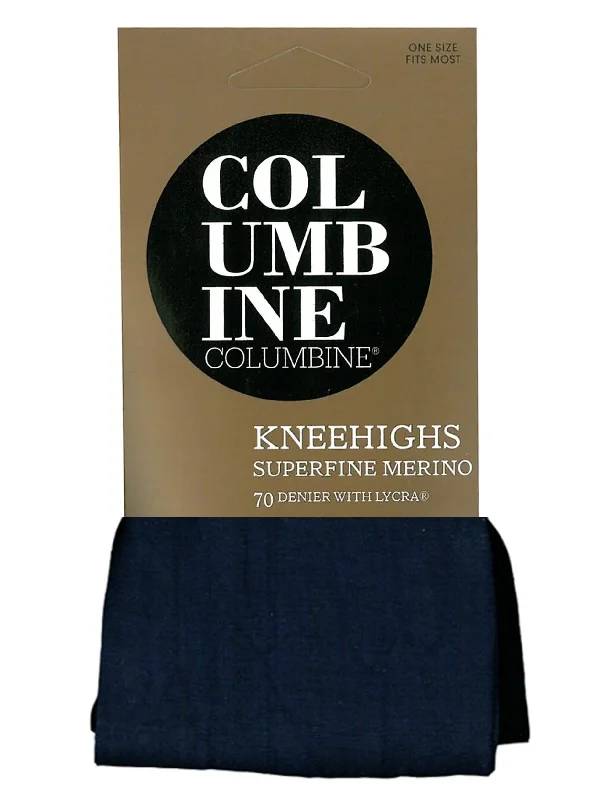 Women's cashmere - blend socks for extra softnessColumbine 2425 Plain Knit Superfine Merino Wool 70 Knee Highs Fleet