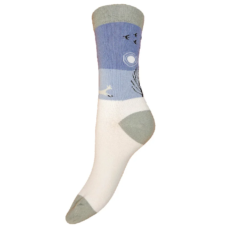 Women's crew socks with a polka - dot printWinter Scene Bamboo Socks