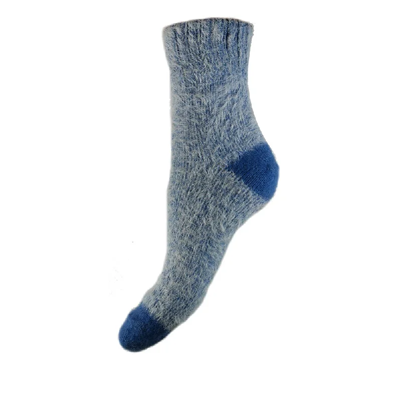 Women's cushioned sole socks for shock absorptionDark blue plain soft socks with contrasting heel and toe