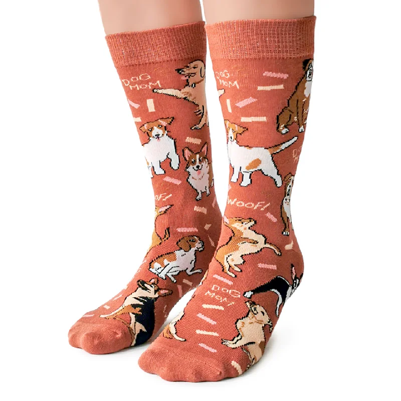 Women's argyle - patterned thigh - high socks"Dog Ma" Cotton Crew Socks by Uptown Sox - Medium