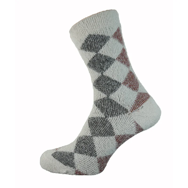 Women's spandex - infused socks for stretchGrey diamond wool blend socks