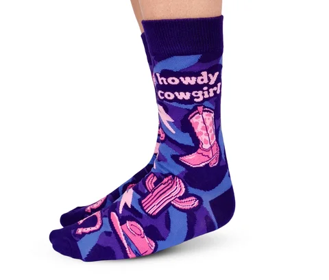 Women's wool - rich socks for winter warmth"Howdy Cowgirl" Cotton Crew Socks by Uptown Sox - Medium