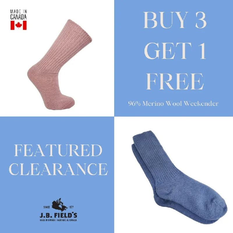 Women's adjustable - fit socks for a customized feelJ.B. Field's Women's "Wool Weekender" Pastel 96% Merino Wool Socks (CLEARANCE)