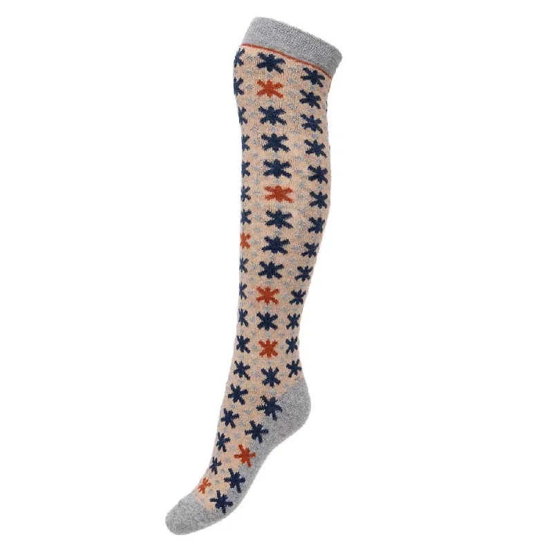 Women's silk - lined socks for a luxurious feelFawn patterned Knee high Wool Blend Socks