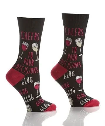 Women's ankle socks with a frilly edge“Pour Decisions” Cotton Dress Crew Socks by YO Sox - Medium