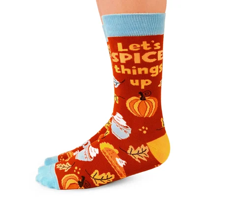 Women's wool - rich socks for winter warmth"Pumpkin Spice" Cotton Crew Socks by Uptown Sox - Medium