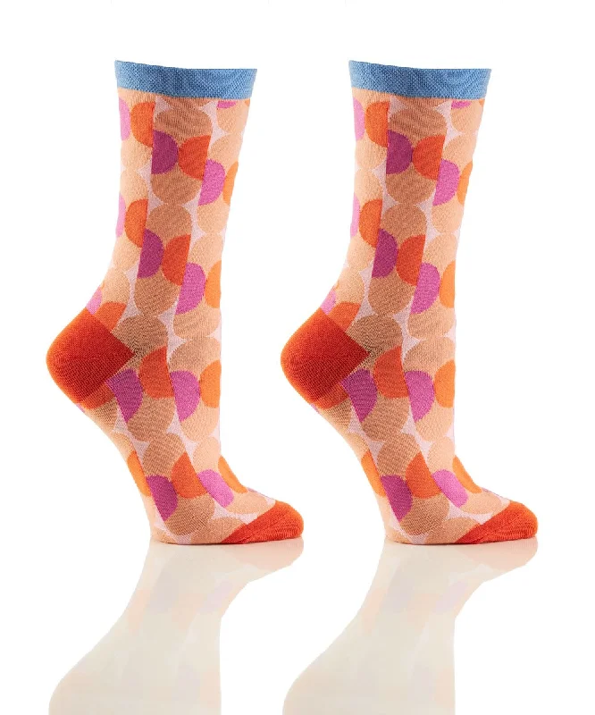 Women's argyle - patterned thigh - high socks"Retro Ovals" Cotton Dress Crew Socks by YO Sox -Medium