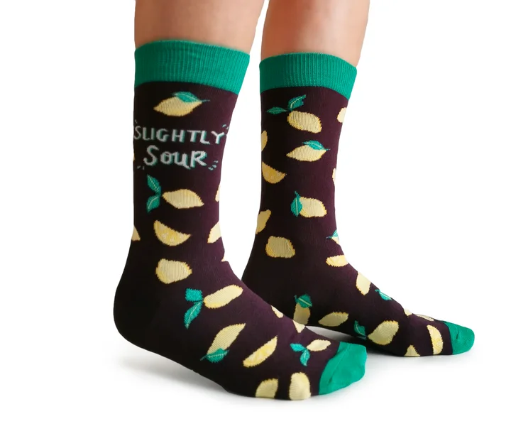 Women's microfiber socks for a lightweight option"Slightly Sour" Cotton Crew Socks by Uptown Sox - Medium