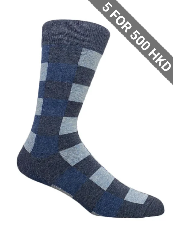 Women's spandex - infused socks for stretchSocks | Check | Blue  | Cotton