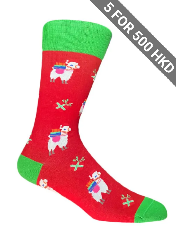 Women's anti - odor socks for long - day freshnessSocks | Christmas | Lama | Cotton