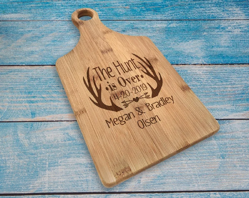 White stockings for a pure and innocent aestheticThe Hunt is Over Rustic Paddle Engraved Cutting Board Personalize Country Wedding Gift for Newlyweds Cute Quote Married Wife Husband to Be