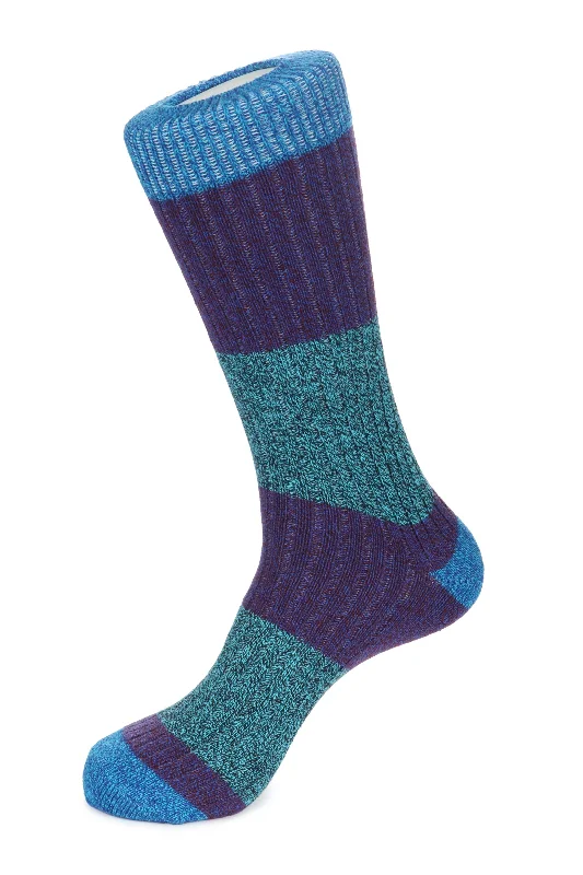 Women's ankle socks with a frilly edgeBoot Sock Melange Block Stripe