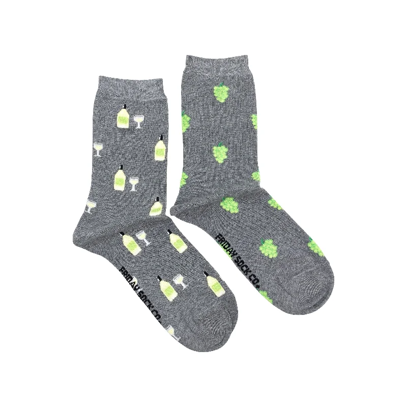 Women's satin - trimmed socks for a touch of eleganceWhite Wine + Grapes Socks