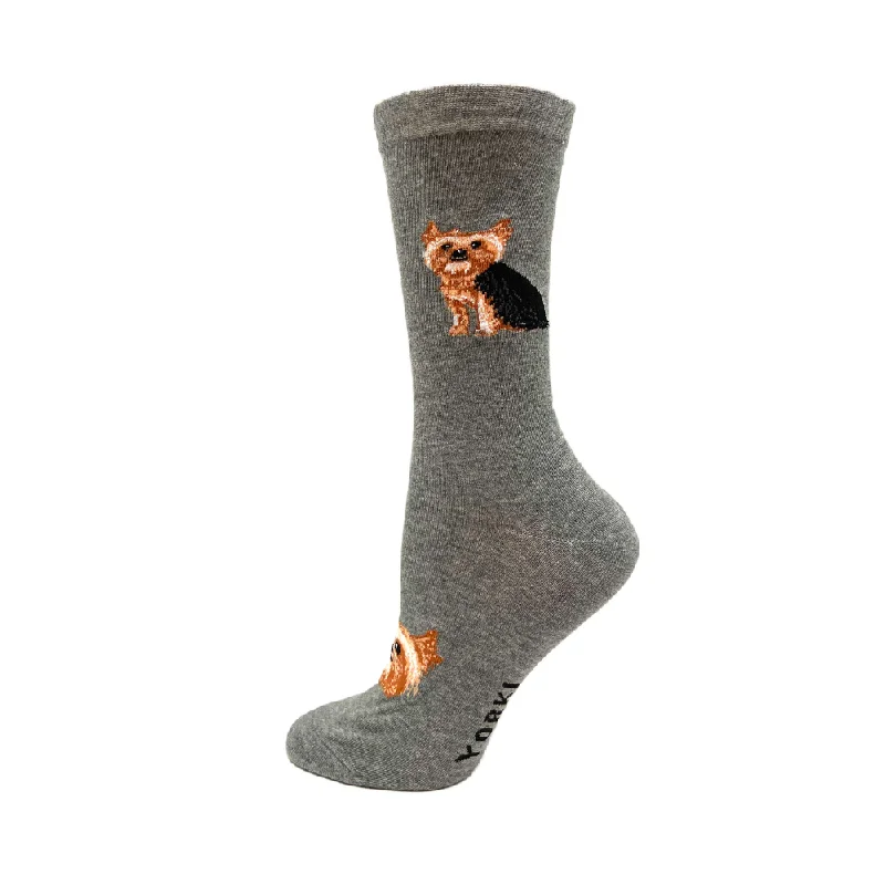 Women's leather - look socks for an edgy style"Yorkshire Terrier" Cotton Socks by Crazy Toes - Medium