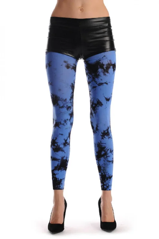 organic cotton women tights for an eco - friendly choiceBlack & Blue Colour Splash (Tie Dye) Footless