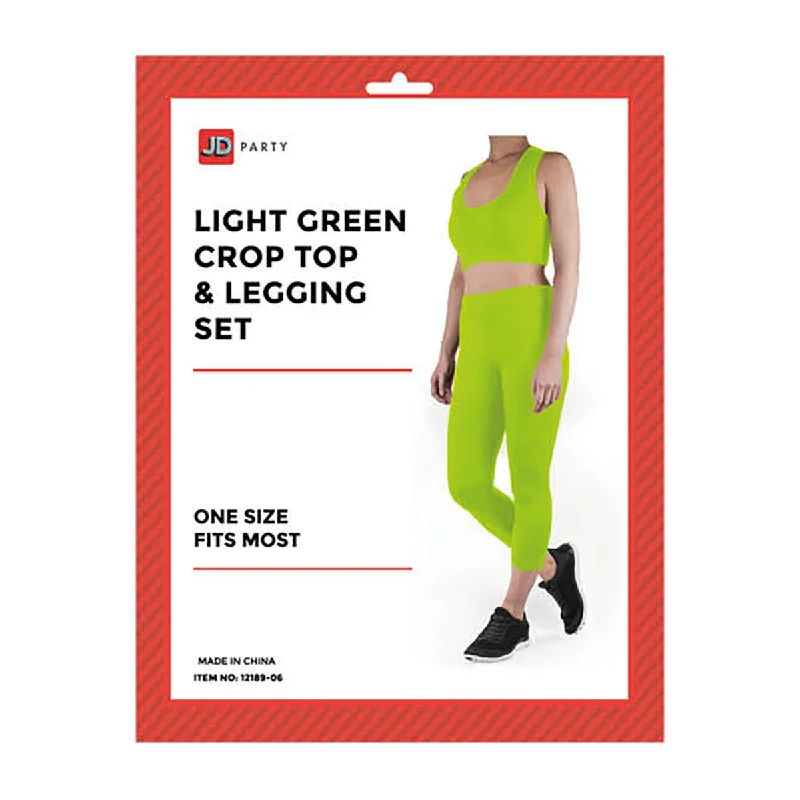 metallic - finish women tights for a glamorous lookCrop Top & Legging Set - Green