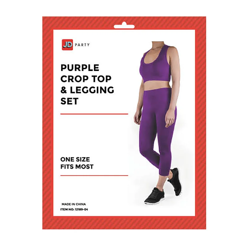 women tights with a self - adjusting fabric for a perfect fitCrop Top & Legging Set - Purple