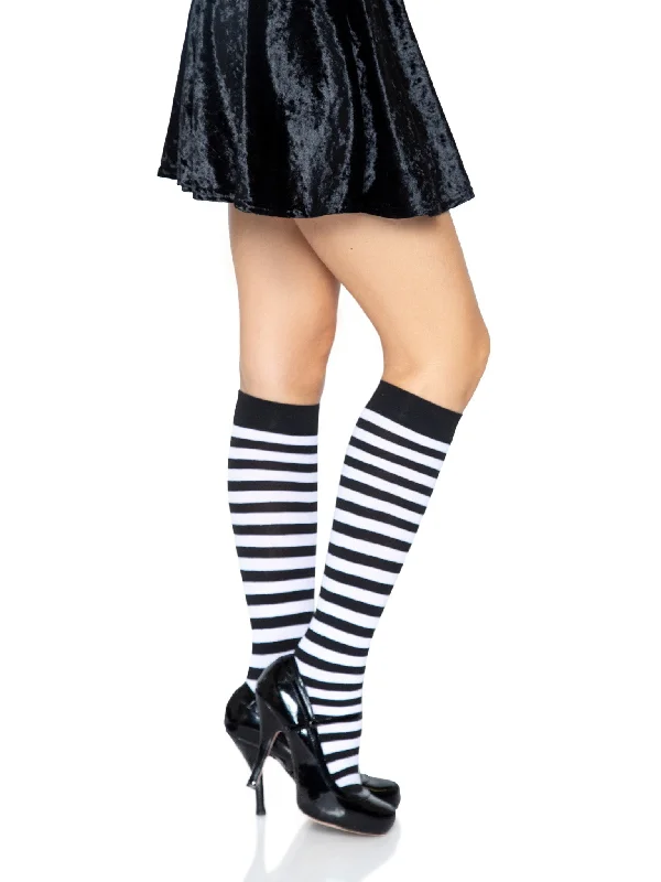 footless women tights for added versatilityLEG AVENUE 5577 PIPPI STRIPED KNEE HIGH SOCKS